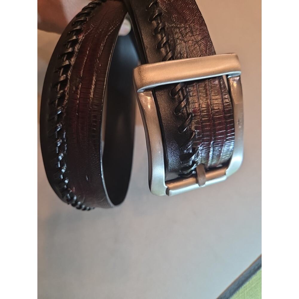 Los Altos Caiman Crocodile Belly Skin belt 44 Length. Swap Brass Buckle.